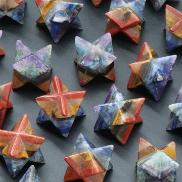 宏雲Hongyun-kls-1245-Merkaba天然水晶石拼接工藝品 梅爾卡巴大衛星小擺件六芒星