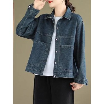 洋氣減齡小個子休閑短牛仔外套女2025春秋裝新款寬松大碼時尚上衣