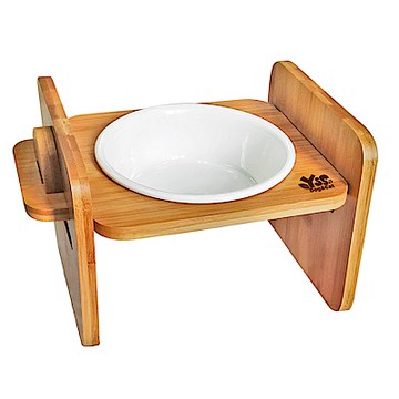 JohoE嚴選 職人木匠可調式平面寵物餐桌附瓷碗-單碗