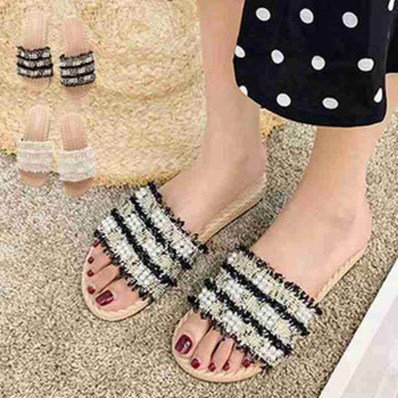 フラットサンダル ぺたんこ ジュート パール付き 歩きやすい 春 夏 ローヒール 黒 韓国 サンダル シューズ 靴 レディース 通販 Lineポイント最大1 0 Get Lineショッピング