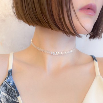 透明/冰之記憶碎片/玻璃珠線頸鍊 SV665CL