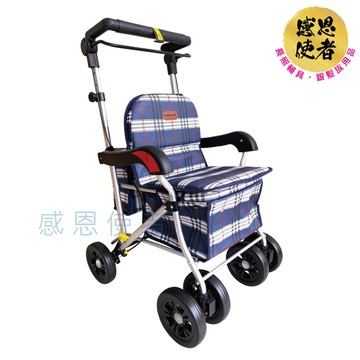 散步購物車-海藍號 1台入 帶手煞車/坐墊/高度可調整/可折疊收納 台灣製 [ZHTW2210]