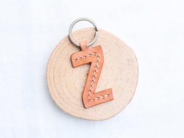 頭文字Z字母鎖匙扣—白蠟皮組 好好縫 皮革材料包 鑰匙圈 意大利