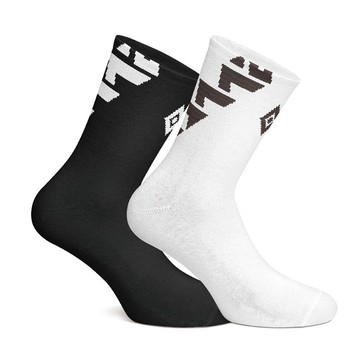 【圖騰系列】WSS圖騰機能中長襪雙套(黑/白)盒裝組合