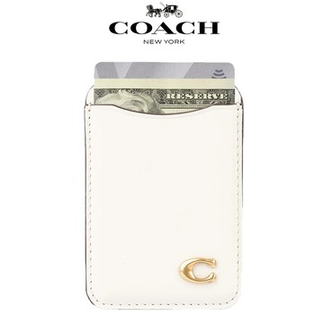【COACH】精品MagSafe義大利真皮卡套 象牙白