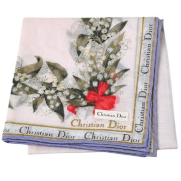 Christian DIOR  雅緻鈴蘭品牌字母LOGO圖騰帕領巾(淺粉紅系/48CM)