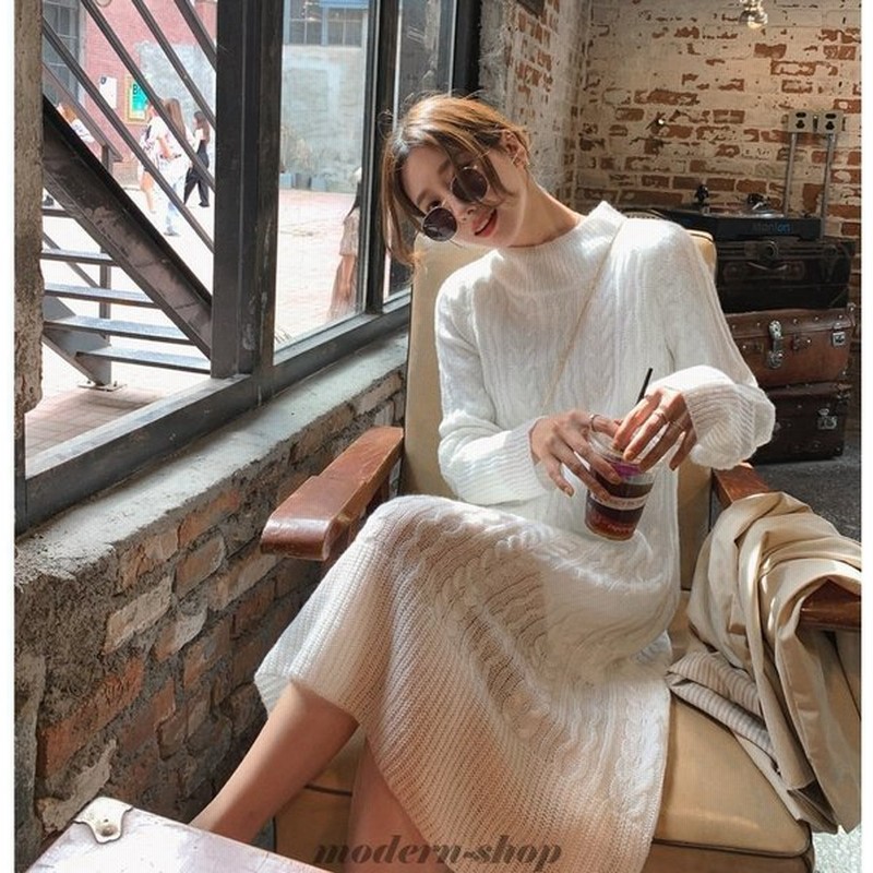 ニットワンピース レディース 春秋 長袖 ケーブル編み 可愛い オシャレ ロング丈ワンピース ゆったり きれいめ カジュアル 通勤ワンピース 通販 Lineポイント最大get Lineショッピング