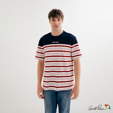 Arnold Palmer -男裝-立體提織條紋拼接 T-Shirt-紅色