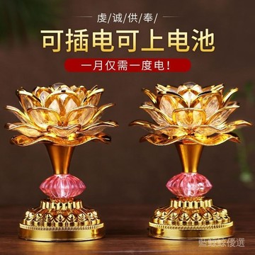 【臺灣出貨】新款七彩蓮花燈供佛燈家用供佛一對插電佛前燈led佛燈佛堂長明燈 BWGZ