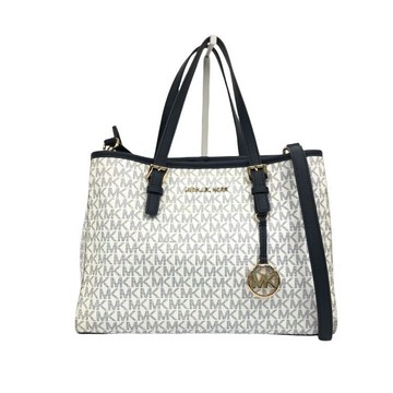 michael kors 白色印花拼接人造皮格托特包
