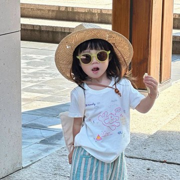 Mimo⭐兒童裝夏季男女童卡通印花短袖T恤中小童洋氣圓領上衣