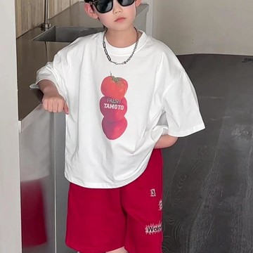 Mini baby🌷韓版男童夏季純棉短袖T恤寬鬆百搭時尚中大童上衣