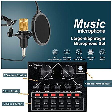 Podcast Equipment Bundle, BM-800 Recording Studio Package with Voice Changer, Live Sound Card Audio Interface for Laptop Computer Vlog Living Broadc