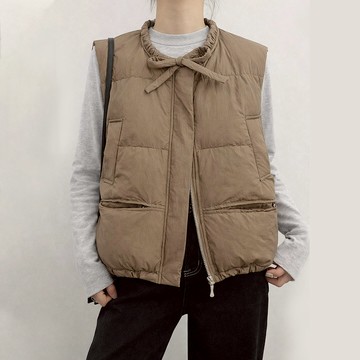 🧡任2件結帳77折🧡中大尺碼 背心 新款蝴蝶結領保暖短款背心外套【051879】NOV12｜3色  19LADY〔現貨〕