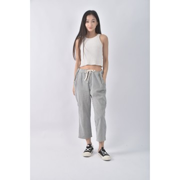 (2XL) 條紋黑色長褲二手衣