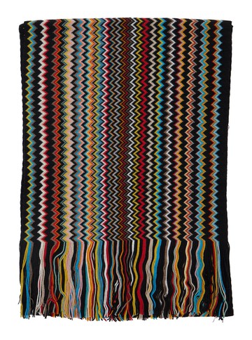 Multicolor Rectangular Scarf With Chevron Motif In Viscose Blend Woman