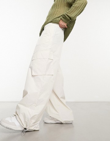 ASOS DESIGN ultra wide parachute cargo trouser in white