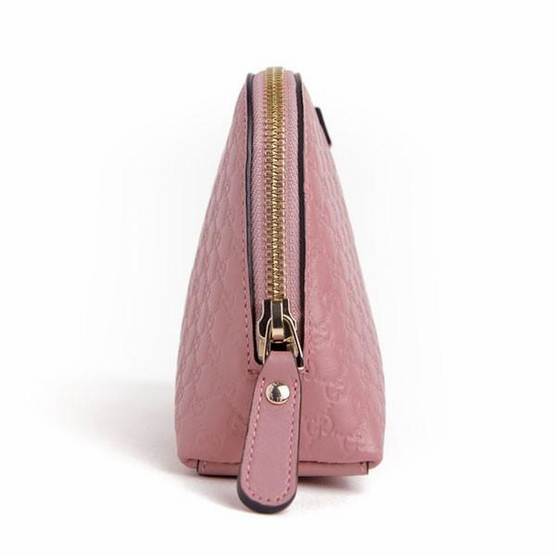 GUCCI マイクロシマ 化粧ポーチ 449893 ピンク gg柄 本革