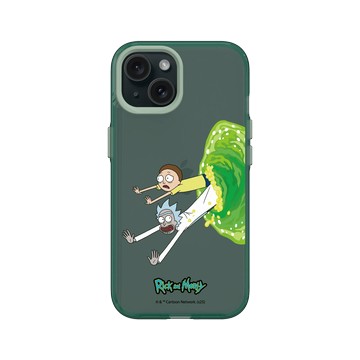 iPhone 15 Clear 憂墨綠 - 瑞克和莫蒂 Rick and Morty - 時空傳送門OUT