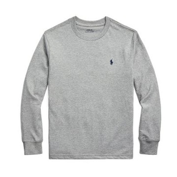 Polo Ralph Lauren RL 熱銷刺繡小馬素面長袖T恤(青年款)-灰色