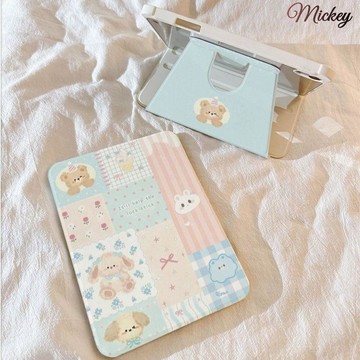 平板保護殼.拼接格子小狗旋轉iPad11代平板保護殼air7/6平板殼iPad10/9保護套