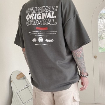 【衣衫倉庫】韓國 五分袖 ORIGINAL 印花 落肩 寬鬆OVERSIZE 短袖 情侶