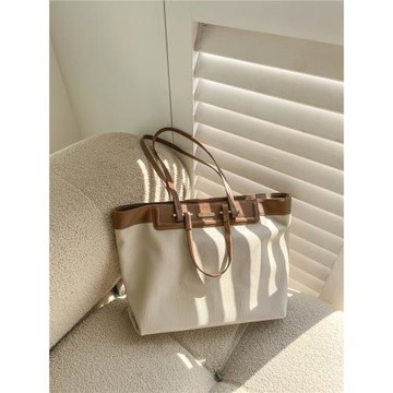 RANU小眾設計撞色托特包2025新款時尚女包通勤百搭休閑大容量大包