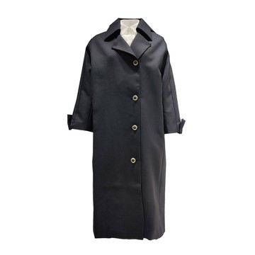 TOORDER黑色袖反折長大衣