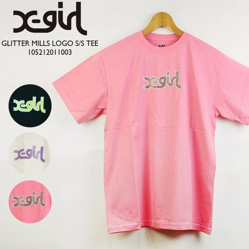 エックスガール ロゴ Tシャツ X-girl GLITTER MILLS LOGO S/S