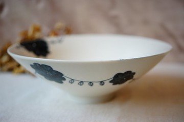 手繪青花瓷 繾綣花 高角碗  Ø17.5cm 拉麵碗 高台丼 反高台丼