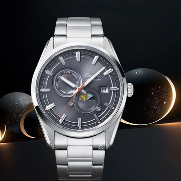 ORIENT 東方錶 SUN&MOON系列 75週年 晝夜顯示 機械錶 男錶 手錶-41.5mm灰 RA-AK0311N