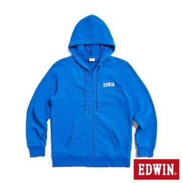 EDWIN 男裝 後背大印花連帽外套-藍色