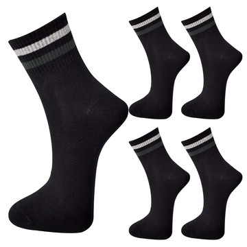 BEVERLY HILLS POLO CLUB 比佛利保羅 男款 大尺碼 休閒 雙條紋 襪子 5雙  黑色的  28-31cm