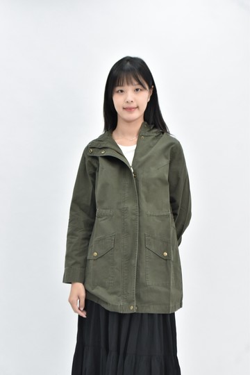 (L) lative 棉質長版軍綠色外套