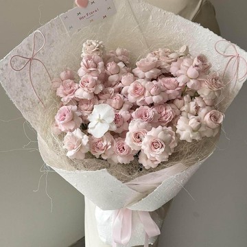 ❀【花中世界】❀淡粉仙子之吻仿真香皂花束送女友情人節禮物閨蜜生日驚喜成品花束