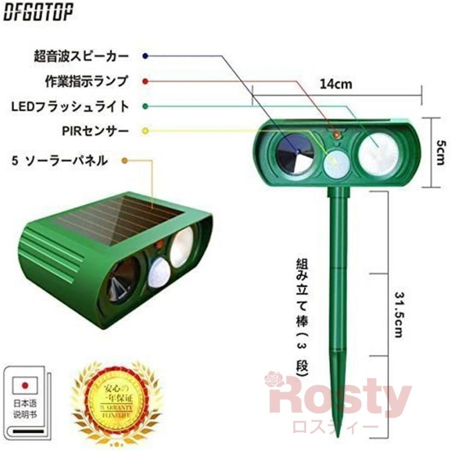 猫よけ 超音波 ソーラー 充電 動物撃退器 IPX4 防水 2個セット 害獣対策 害獣撃退 イノシシ対策 鳥害対策猫よけ グッズ 野良猫 糞尿対策 鳥獣対策