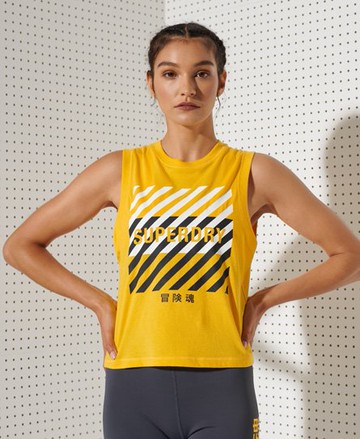 Superdry Women's Women's Sport Training Core Sport Tank Top Yellow / Volt - Size: 6 Size: 2