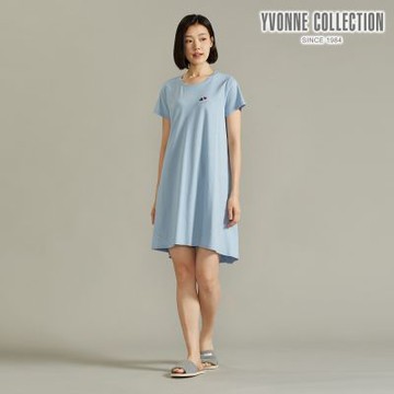 YVONNE 以旺傢飾【膠原美膚】網路限定 | 愛心網印短袖洋裝-晴空藍