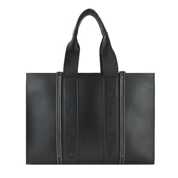 Chloe Woody tote bag 新款皮革托特包(大號/黑色)