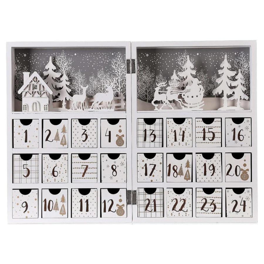 Foldable Advent Calendar white wood 30x40 cm