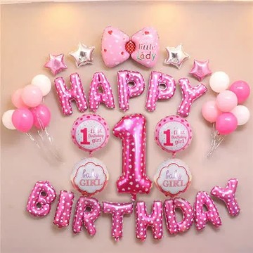 百貨通 周歲女寶生日氣球套餐組