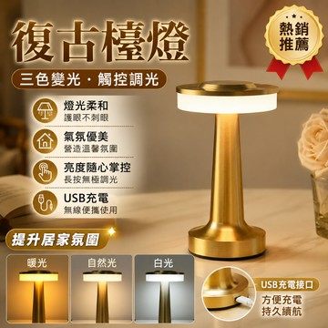 【台灣現貨🏍️隔日達】  鍍金復古LED檯燈 USB充電 氛圍燈 網紅燈 露營燈 床頭燈 餐廳燈 小夜燈 酒吧燈
