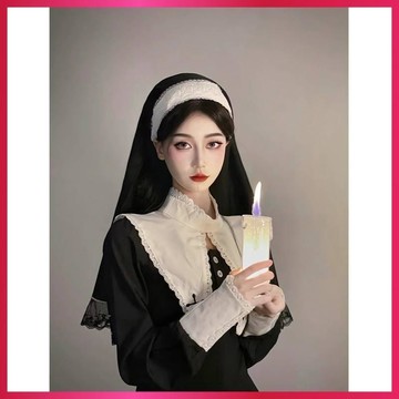 『ATC』 萬聖節服裝女衣服飾服裝女成人穿搭頭飾修女cos服氛圍感暗黑系連衣裙子