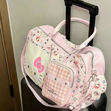 新品特价💖日系原宿風蘿莉甜美卡通軟妹子PU皮大容量便攜手提袋旅行袋洗漱包旅游旅行包 休闲包 行李包