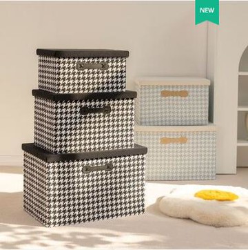 可折疊布藝收納箱帶蓋衣柜整理神器衣服抽屜式內衣儲物盒后備箱筐 中秋免運