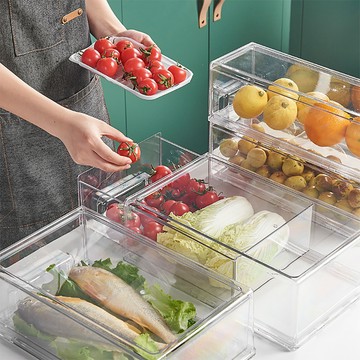 冰箱收納保鮮盒 【晴安居】抽屜式冰箱收納盒 PET食品級 可堆疊分類盒 高透明可視保鮮盒-中號6入