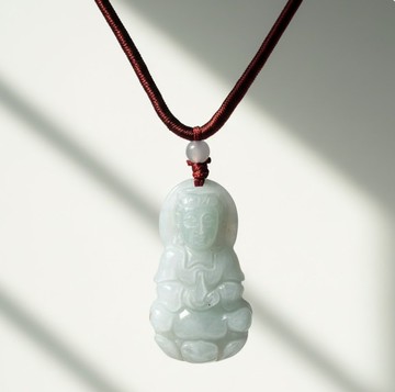 飄綠翡翠觀音菩薩項鍊 | 天然緬甸玉翡翠A貨 | 送禮