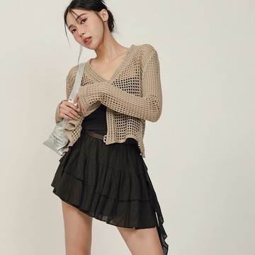 單扣網格針織罩衫-卡【KT28949】