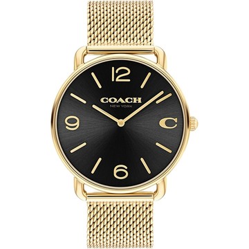 COACH Elliot 經典 C 字時尚米蘭帶男錶 手錶-黑x金/41mm CO14602654
