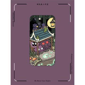 耿鬼寶可夢日系手繪插畫手機殼適用iPhone16液態硅膠11磨砂12動漫13玻璃14蘋果15ProMax卡通保護套SE全包軟殼